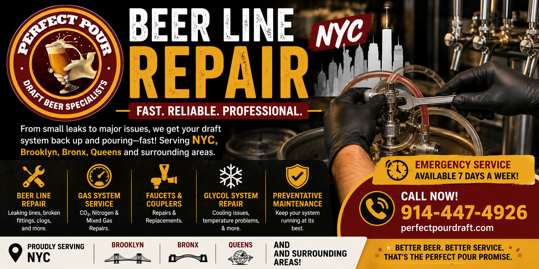 Beer Line Repair NYC | Emergency Draft Beer System Repair Services