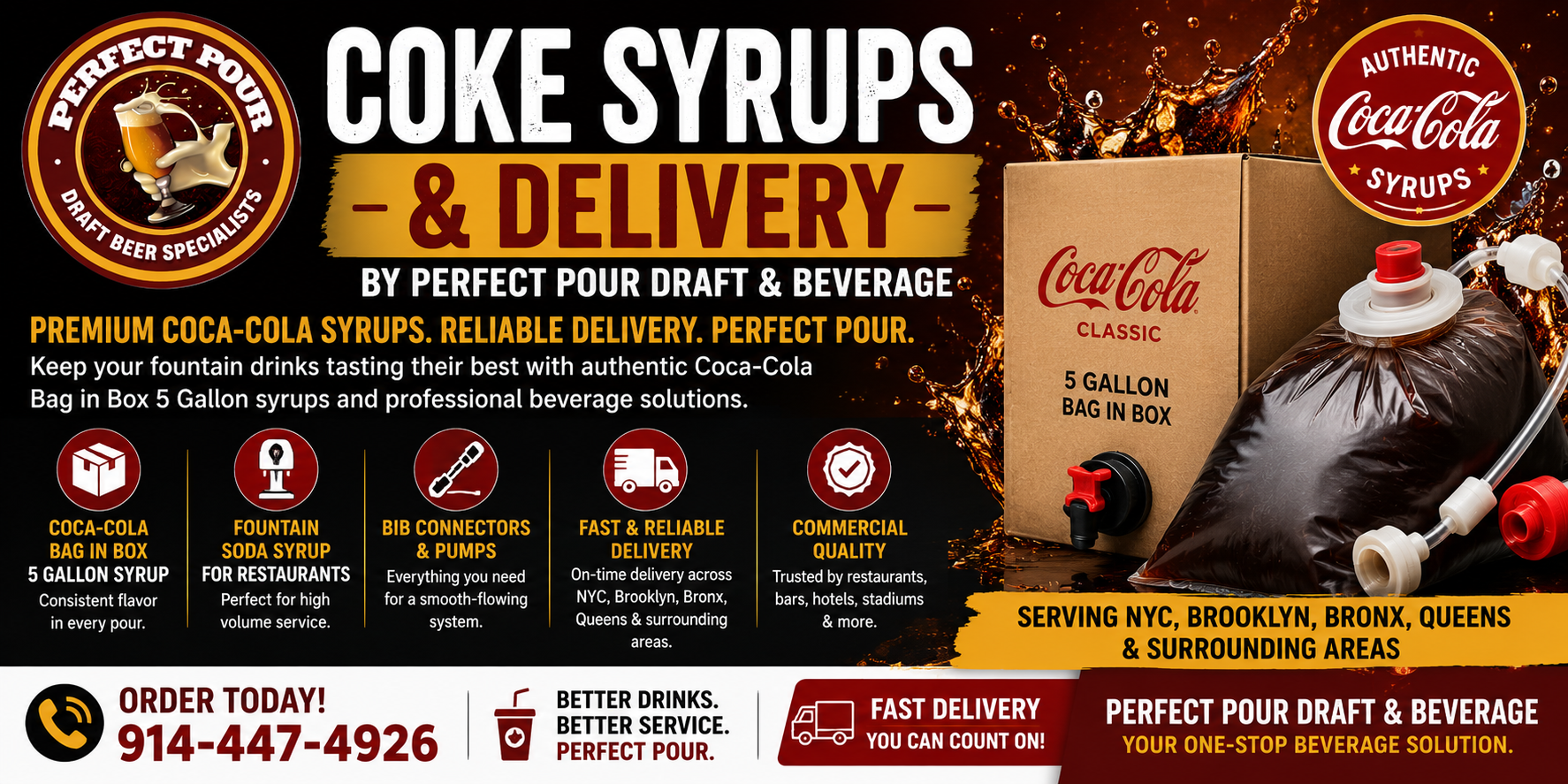 Coke Syrups NYC - Coca Cola Bag in Box Syrup Supplier & Fountain Soda Service